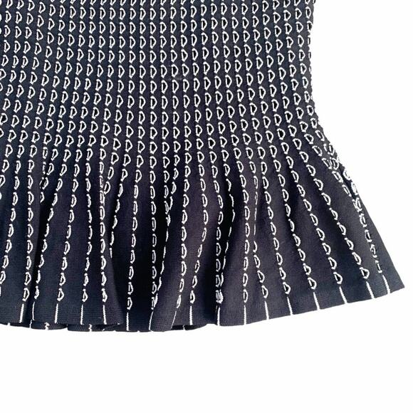 Ann Taylor Embroidered Peplum Knit Sleeveless Sweater Tank Top Black White XS - Picture 11 of 16